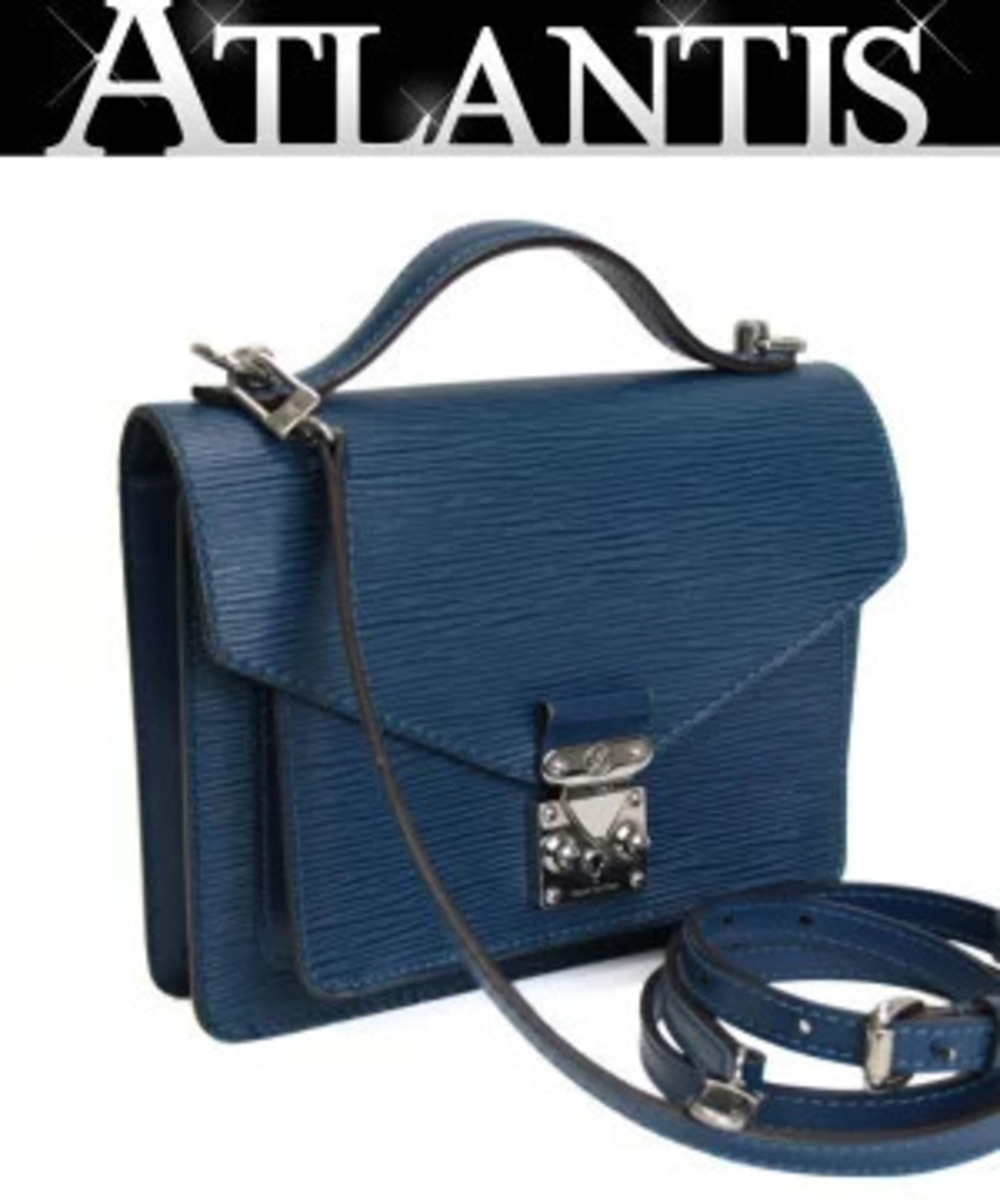 Louis Vuitton Monceau Shoulder Bag Epi Leather Indigo Blue